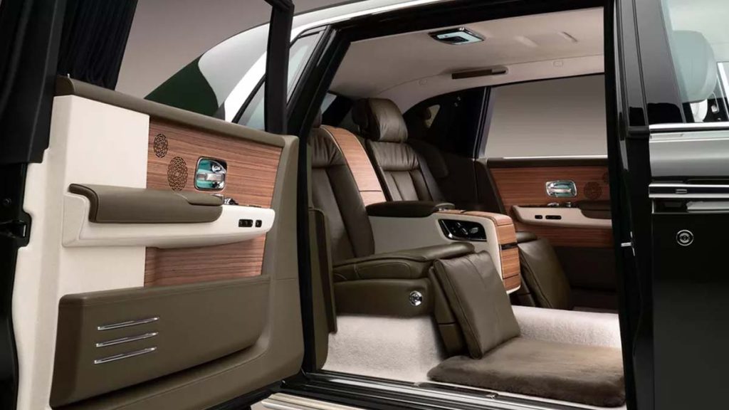 The stunning interior features a ton of Hermès Enea Green leather