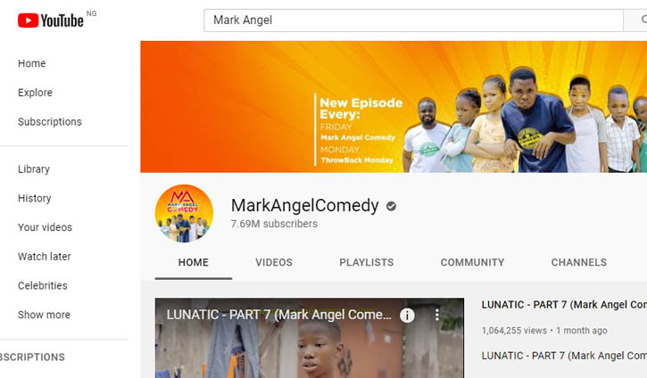 Mark Angel youtube channel 