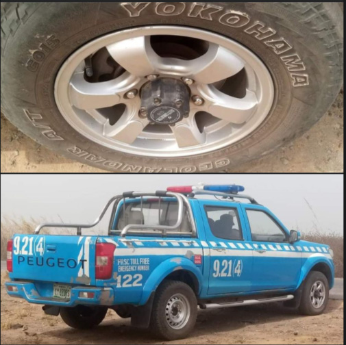 FRSC van seen with four expired tyres