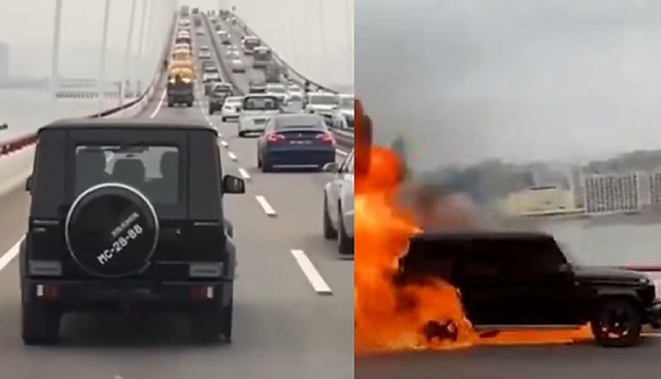 Mercedes-Benz G-Wagon Catches Fire While Driving