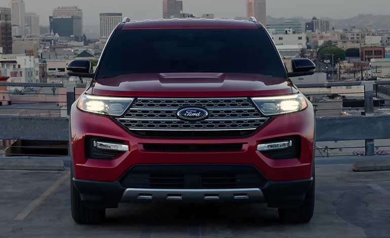2022 Ford Explorer Limited Hybrid in Rapid Red