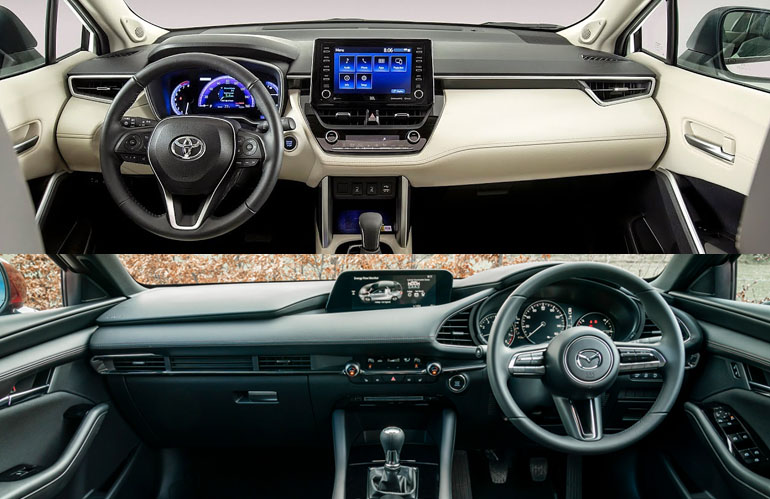 2022 toyota corolla vs 2022 Mazda3 interior