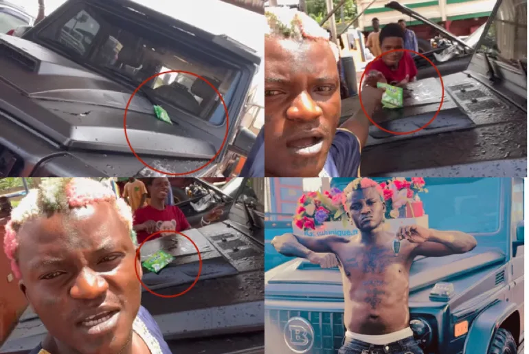 An image showing Nigerian singer Portable with his Brabus G-Wagon