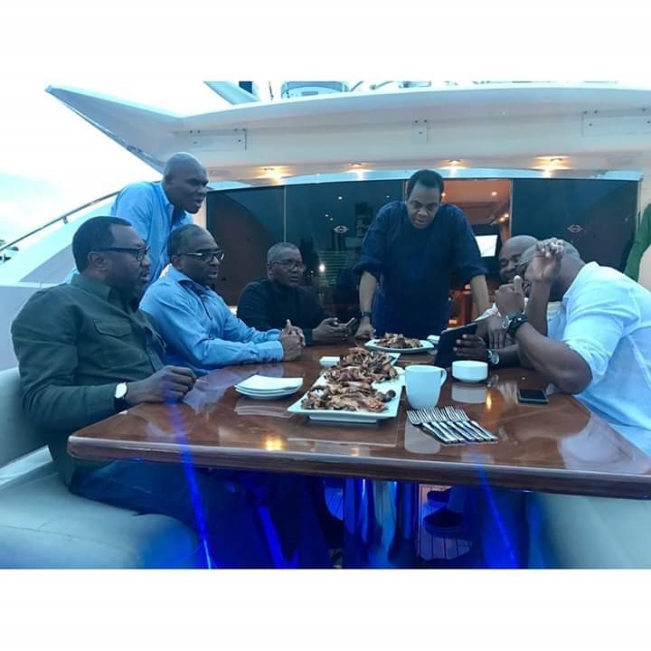 Aliko Dangote and friends at the Yacht