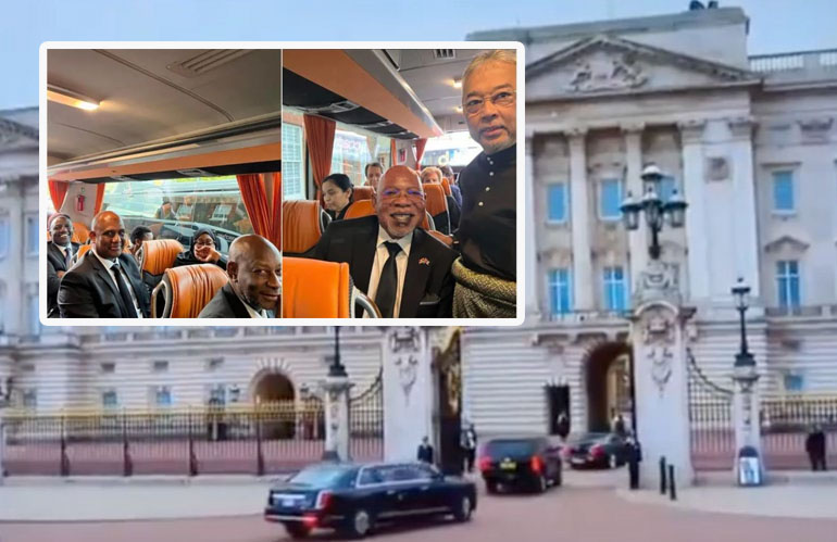 African Presidents ride one bus, USA's President allowed in his bulletproof limousine to Queens funeral