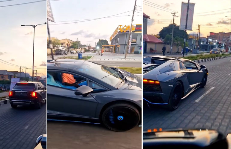 “Omo Wizkid na silent billionaire o” The Moment Wizkid Was Spotted Driving A Lamborghini and Rolls Royce Cullinan On Lagos Streets