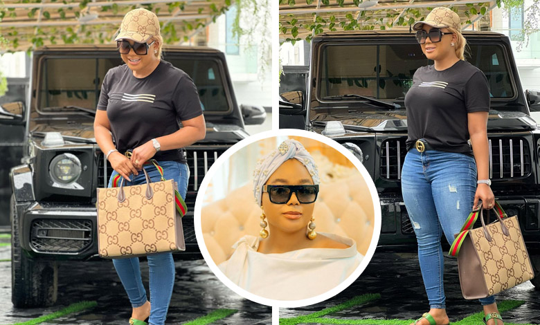 Reactions As Actress, Racheal Okonkwo slaying in new photo with her latest G wagon Benz