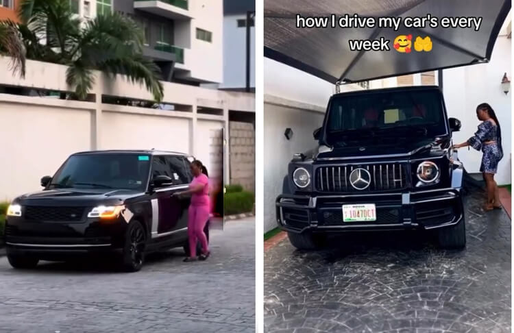 Nigerian lady shows off her 7 Cars she drives for different days of the week