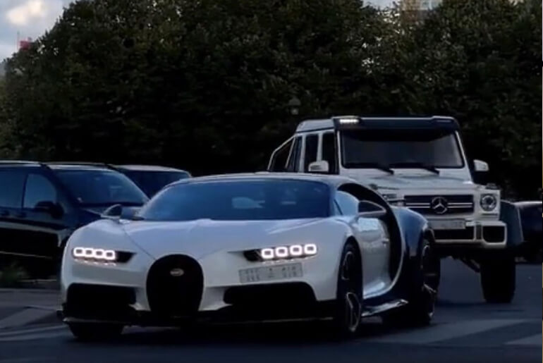 This Is How Billionaires Travel With Their Bodyguards, Driving in a Bugatti Chiron while a Mercedes G-Wagon 4x4