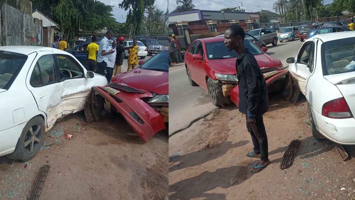 Toyota Camry Crashes Into Nissan In Edo As Police Chase Suspected Yahoo Boys