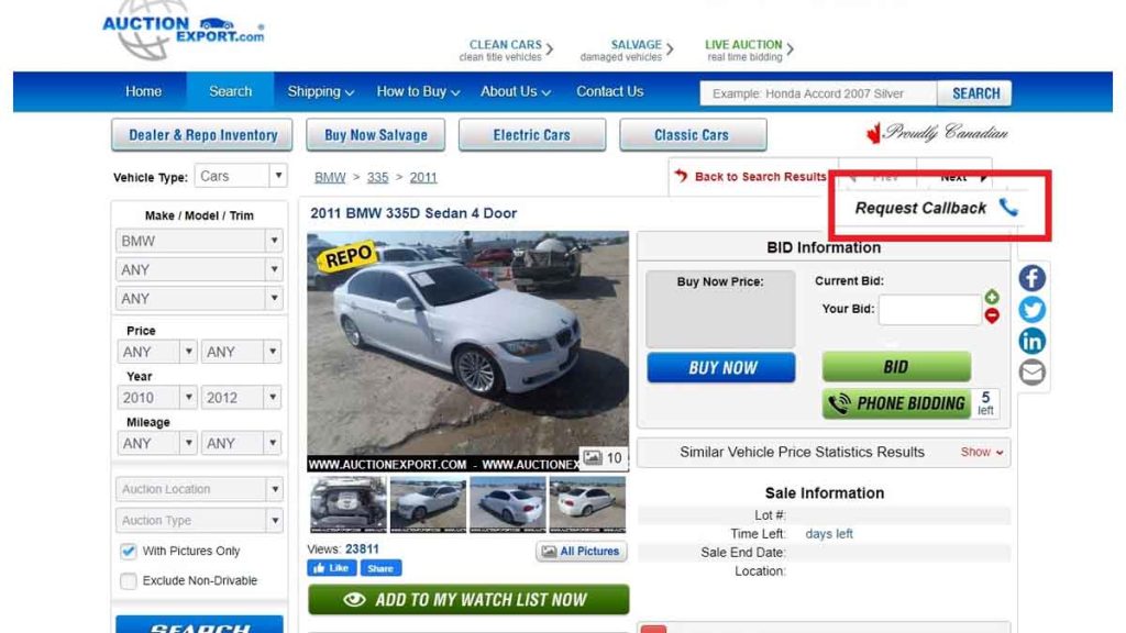 Car Auction on Auctionexport website