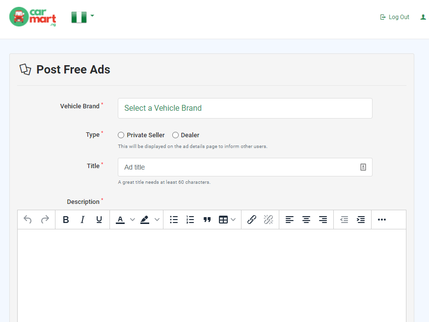 How To Upload And Sell Car On Carmart.Ng
