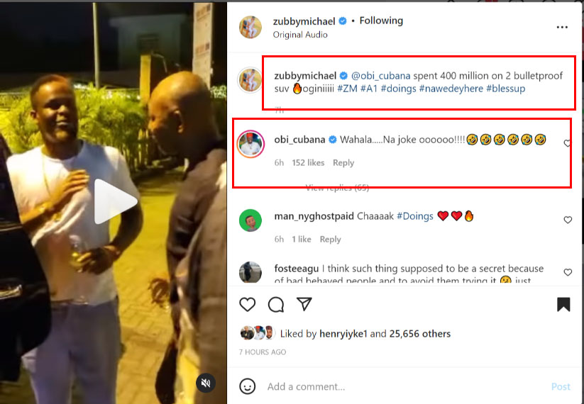 Obi Cubana Spent 400 Million On 2 Bulletproof SUV - Zubby Michael Says As He Shares A New Video