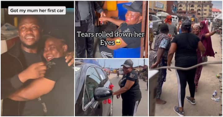 Nigerian Comedian Brainjotter Splashes Millions Of Naira As He Surprises Mother With A Car At The Market And Moves Her To Tears