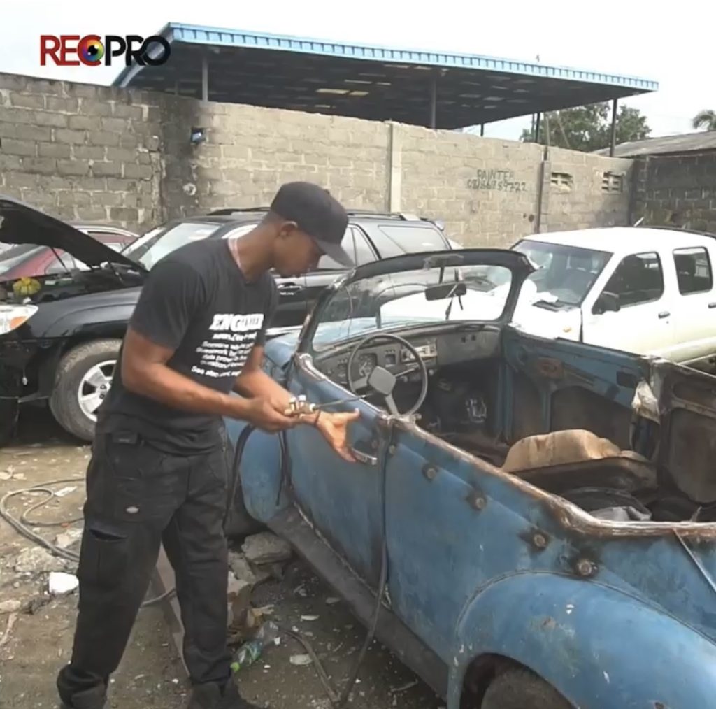 The process of remodelling the vintage car