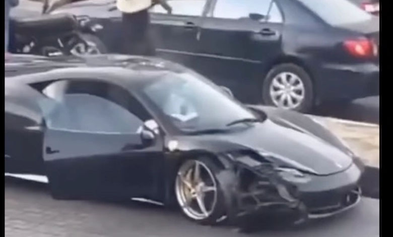 burna boy ferrari after crash