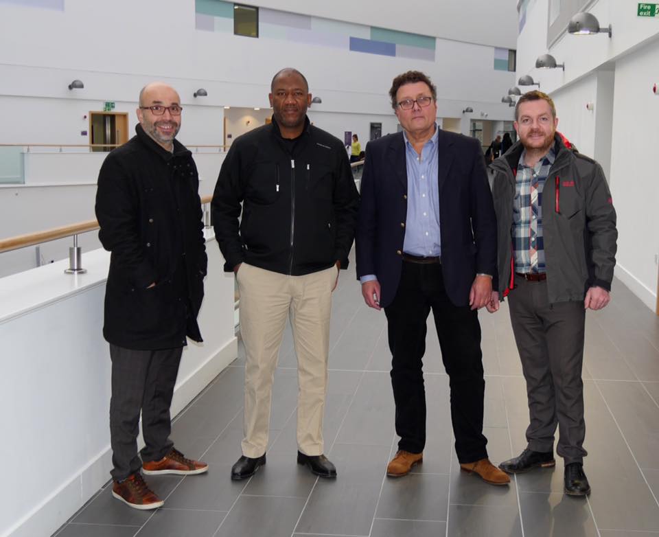 Senator Datti Baba-Ahmed (Founder and Pro Chancellor) Baze University, Abuja, Nigeria visit to RGU with Dr Bassam Bjeirmi, Dr Charles Maddison and Mr Jamie Hastings