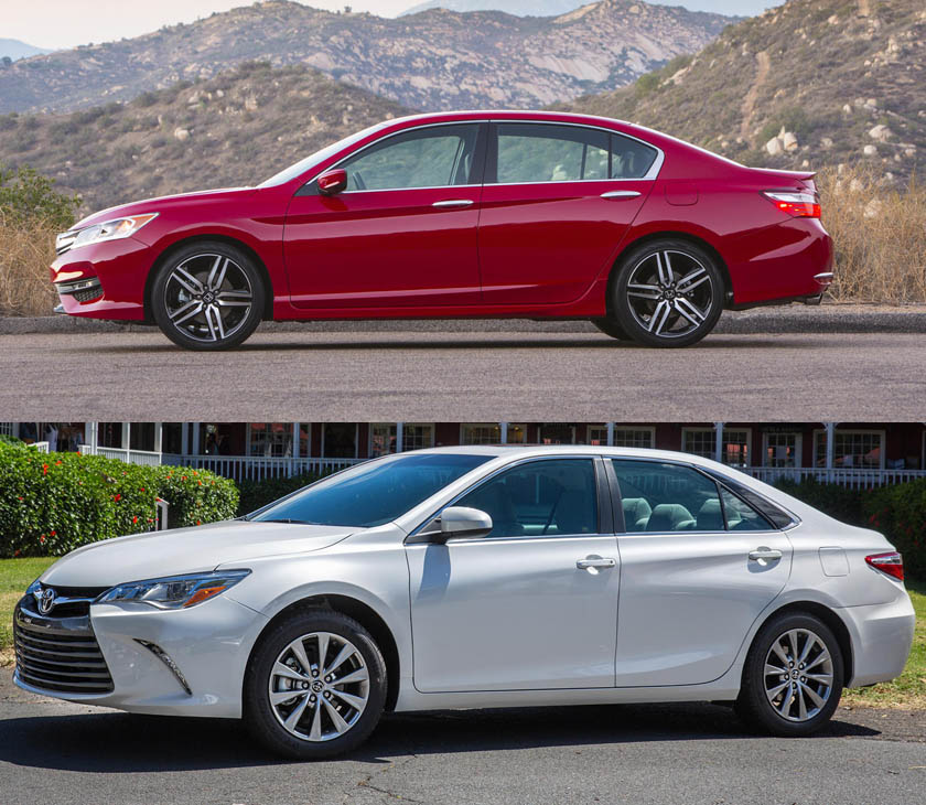 2016 Honda Accord vs. 2016 Toyota Camry side view