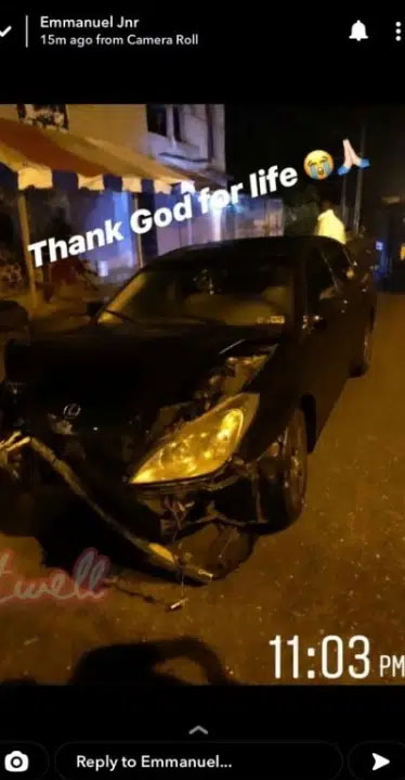 BBNaija star, Emmanuel survives ghastly car accident