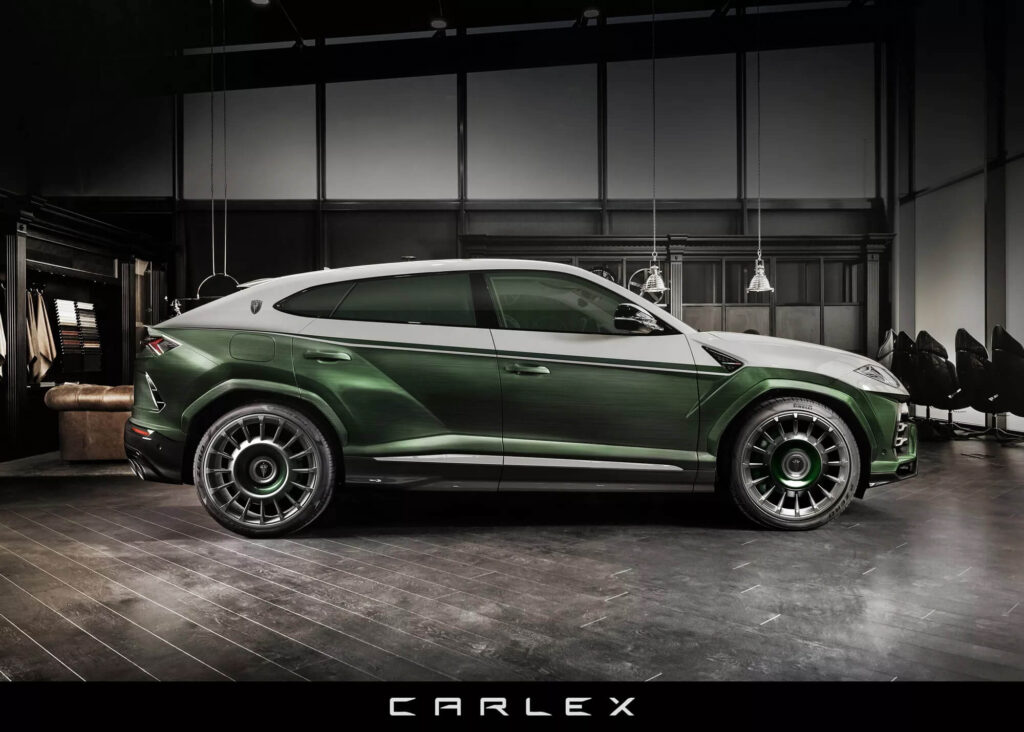 Carlex's custom green Lamborghini Urus side view