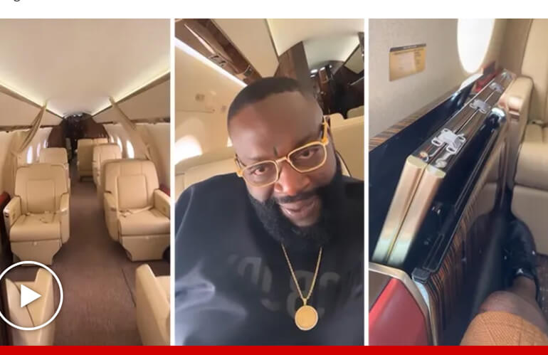 RICK ROSS Ready For Takeoff!!! FLAUNTS 18-PASSENGER PLANE, MMG POOL PARTY