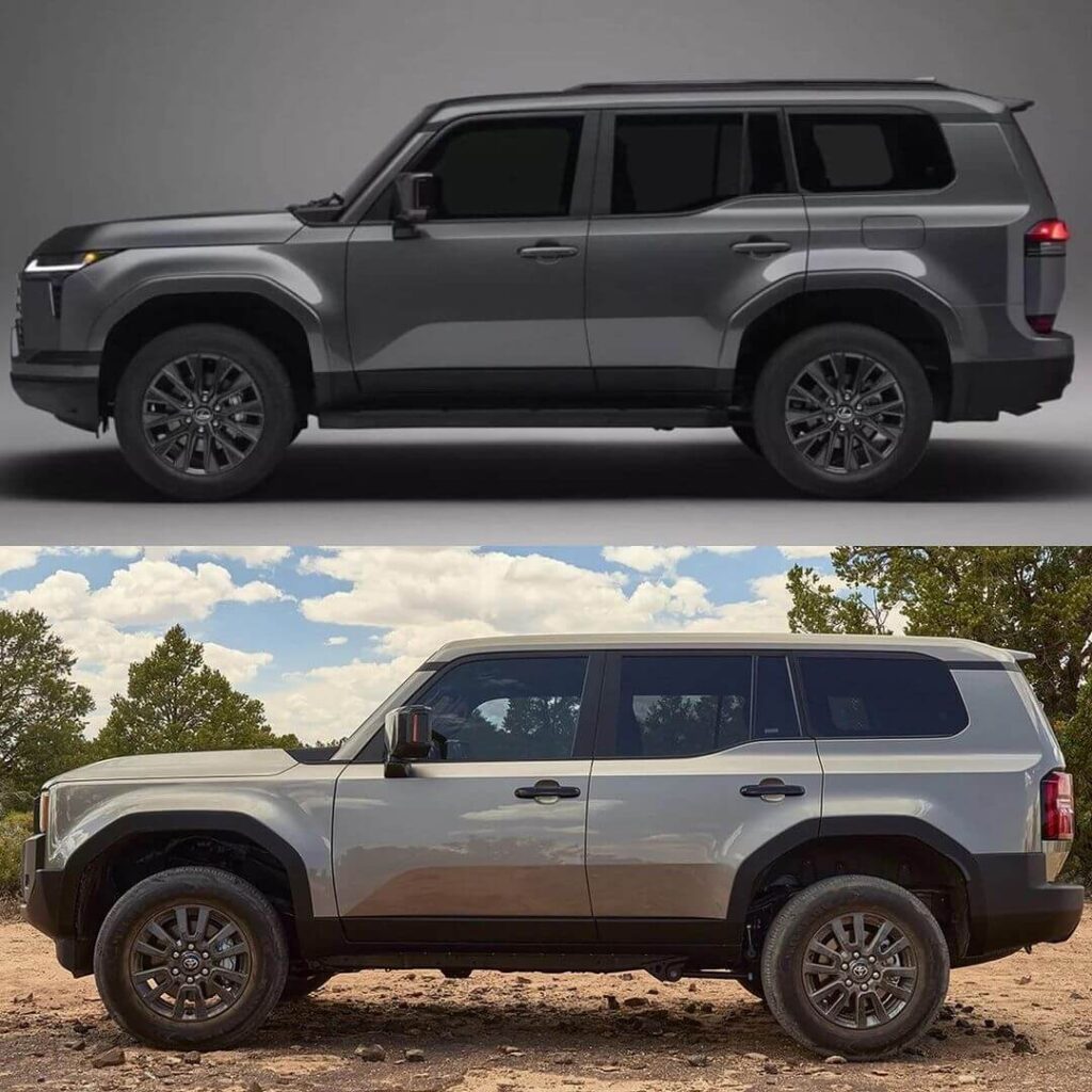 2024 Toyota Land Cruiser vs 2024 Lexus GX side view