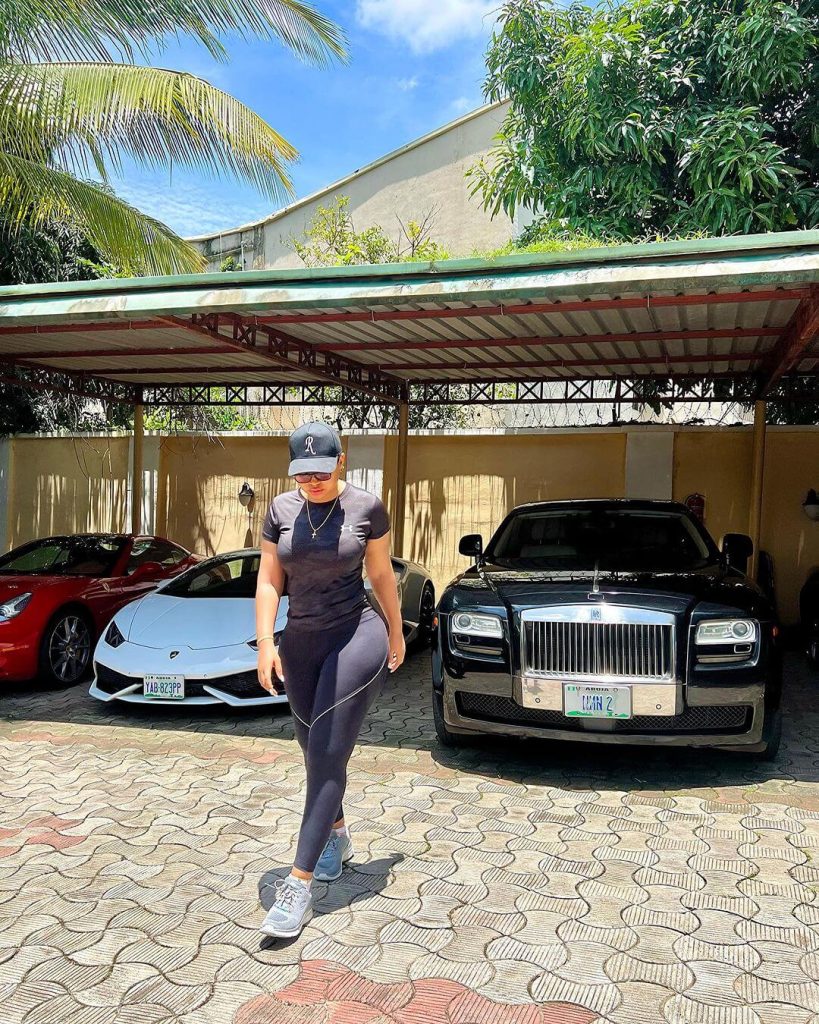 Regina Daniels Shows Off expensive car garrage