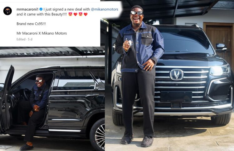 Mr Macaroni Rejoice has gets signed with new SUV in Mikano Motors Nigeria