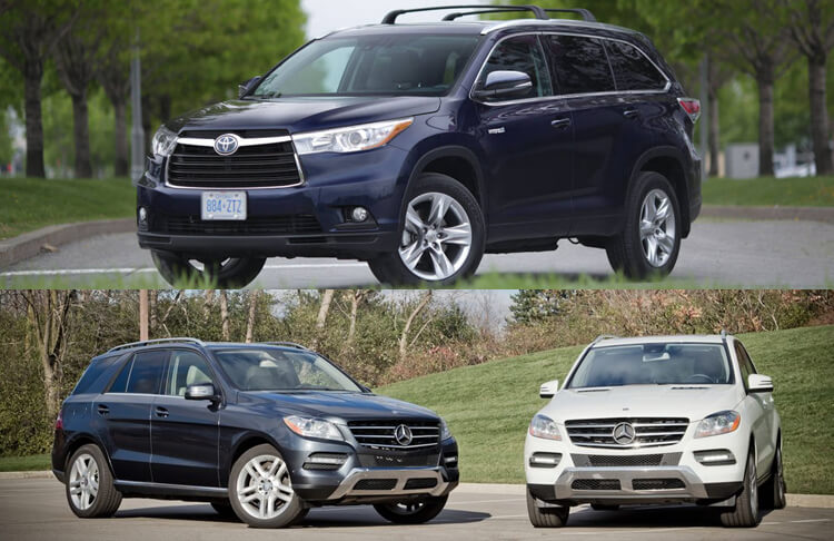 2015 Mercedes 350 ML and 2016 Toyota Highlander