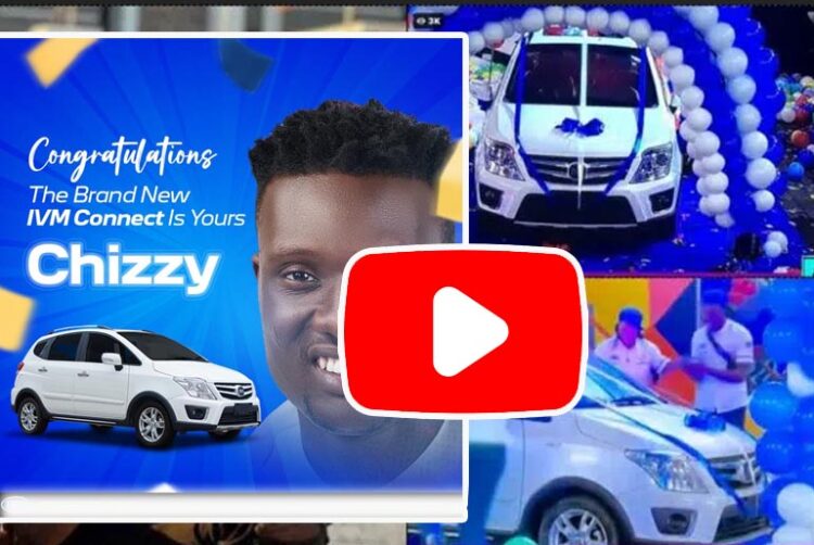 Video of the moment Chizzy jumps for joy as he wins a brand new cars