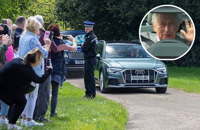 After ceremony of last weekend's Coronation, Charles drives himself to church at Sandringham