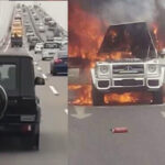 Moments Mercedes G Wagon Caught Fire While Moving On The Road 