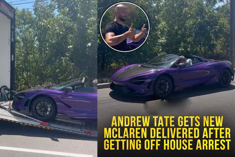 Andrew Tate Gets New Mclaren Delivered After Getting Off House Arrest