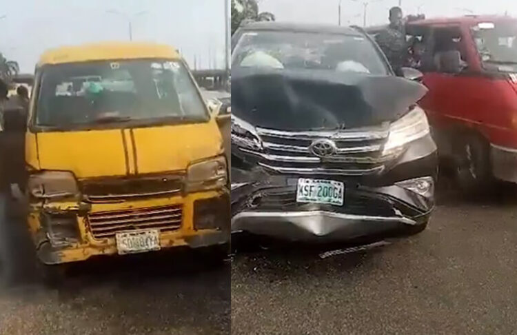 As Toyota Rush and Korope Mini Bus Collide On Lagos Road