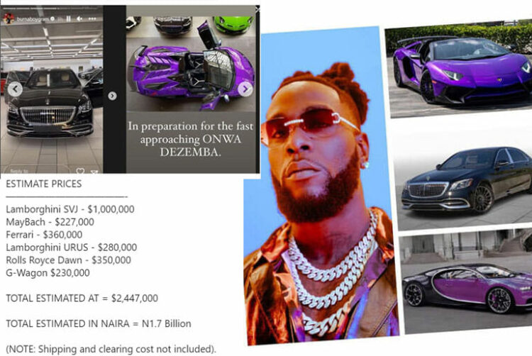 BURNA BOY Real Odogwu, Own Exotic Cars worth ₦1.7 Billion