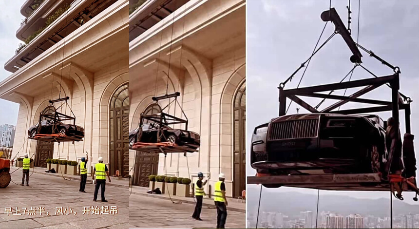 Billionaire Goes Through Extreme Measures To Bring In N2.5 Billion Rolls Royce Into His Penthouse Living Room,