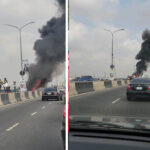 Bus burst into flames on Third Mainland Bridge In-ward Island