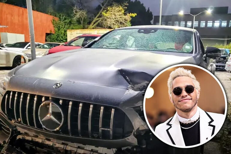 Comedian Pete Davidson allegedly crashes car into Beverly Hills home after taking out fire hydrant