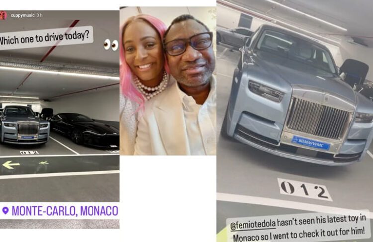 Cuppy Proudly Shows Off Dad’s Brand New Rolls Royce and His Aston Martin Superleggera worth millions