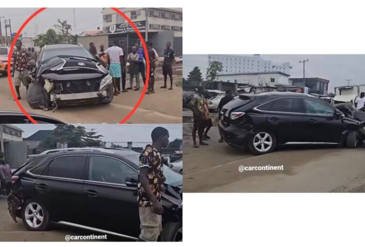 The Moment A Lexus SUV Was Badly Damaged in Lagos Island