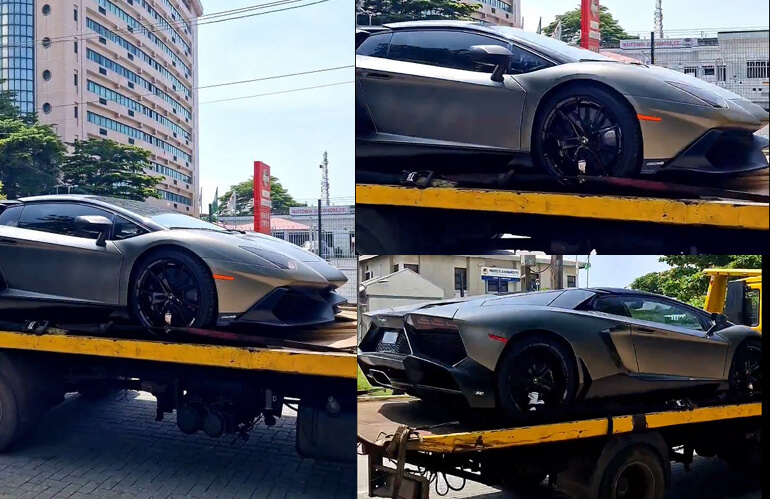 “Dem Just Dey Carry Lamba Lamborghini Up & Down” N400 million Lamborghini Aventador Was Spotted En Route to the Owner