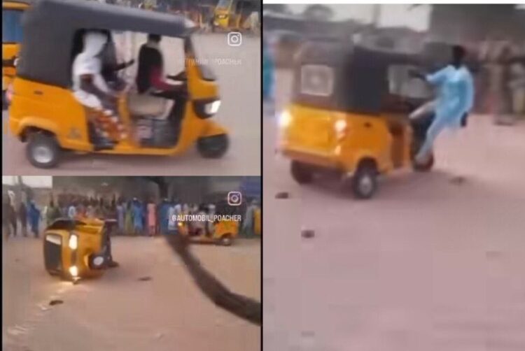 An image showing a group of men drifting with a Keke Napep