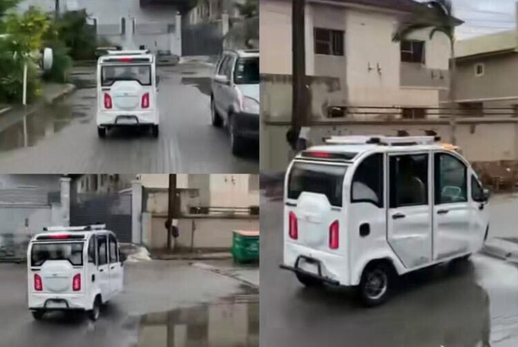 An image showing an Electric Keke Napep moving inside an Estate in Lagos.