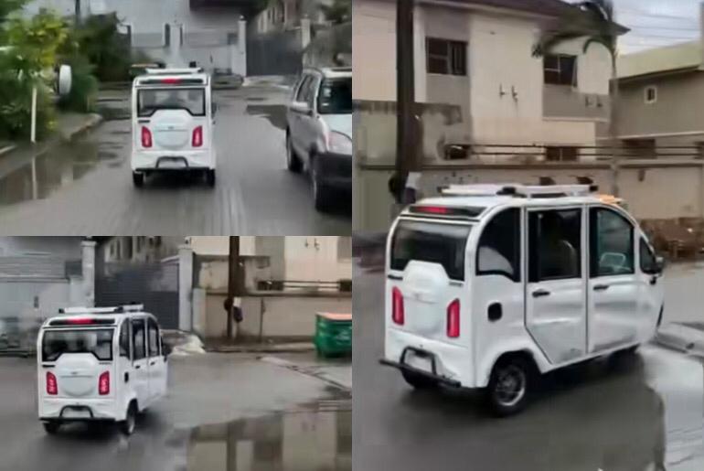 An image showing an Electric Keke Napep moving inside an Estate in Lagos.