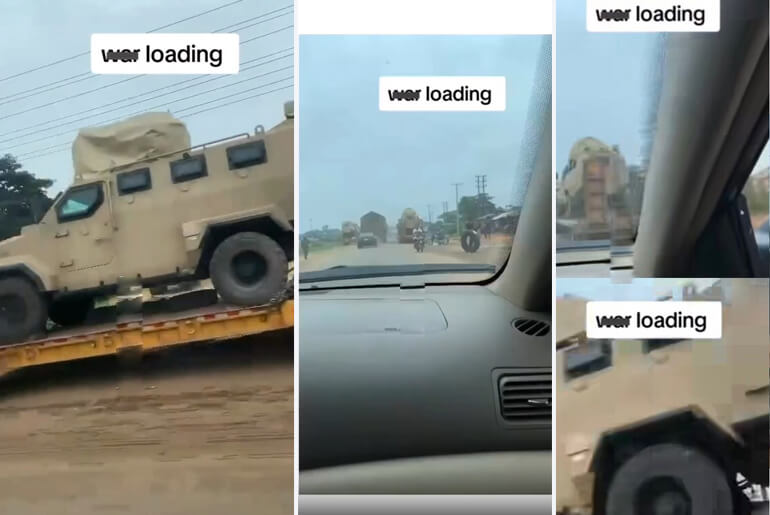 Eyewitness cries out after spotting 20 War Tanks in Delta State