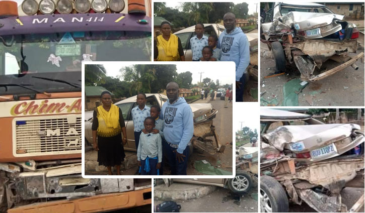 Family Of 5 Escapes Without A Scratch After Trailer Crushes Car In Jos