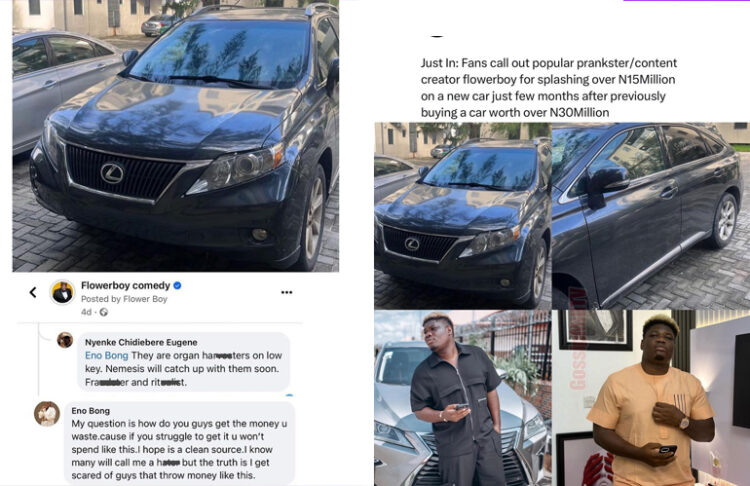 Fans Call Out Popular Skitmaker Who Splashes N15 Million on New Lexus Weeks After Buying a Car Worth N30 Million