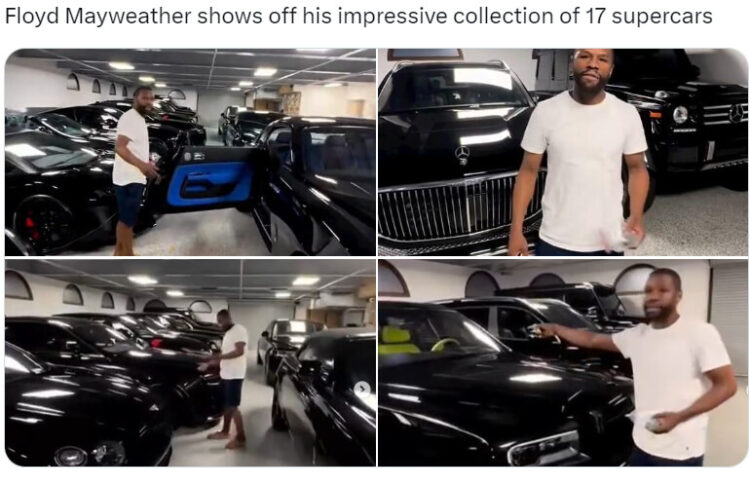 Floyd Mayweather shows off his impressive collection of 17 supercars worth billions