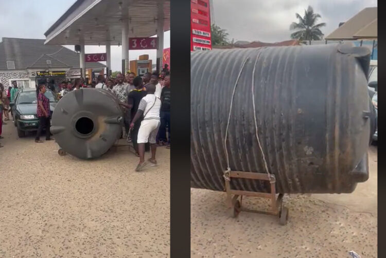 Nigerian Man Carries Huge Tank To Buy 2 Million naira Fuel, People React