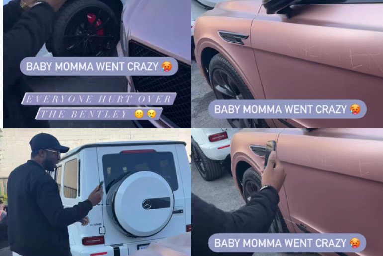 Man Shows How His Baby Mama Defaced The Body Of His $2 Million Bentley With The Word “CHEATER”